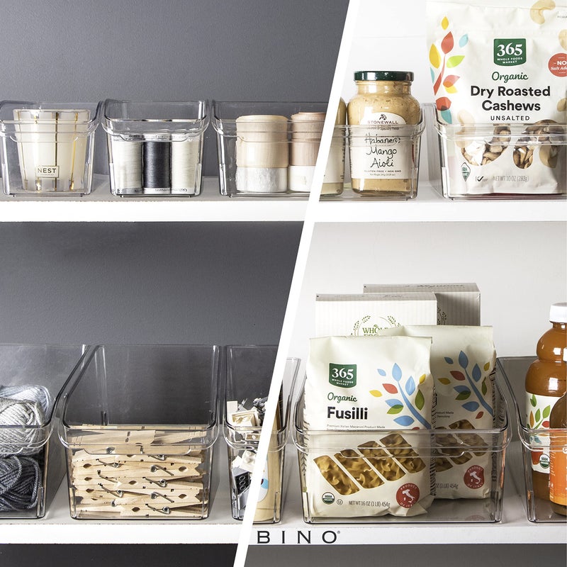 BINO | Plastic Storage Bins, Large | THE CURVE COLLECTION | Multi-Use Fridge / Freezer Organizer | Built-In Handle | BPA-Free | Pantry and Home Organization - Image 4